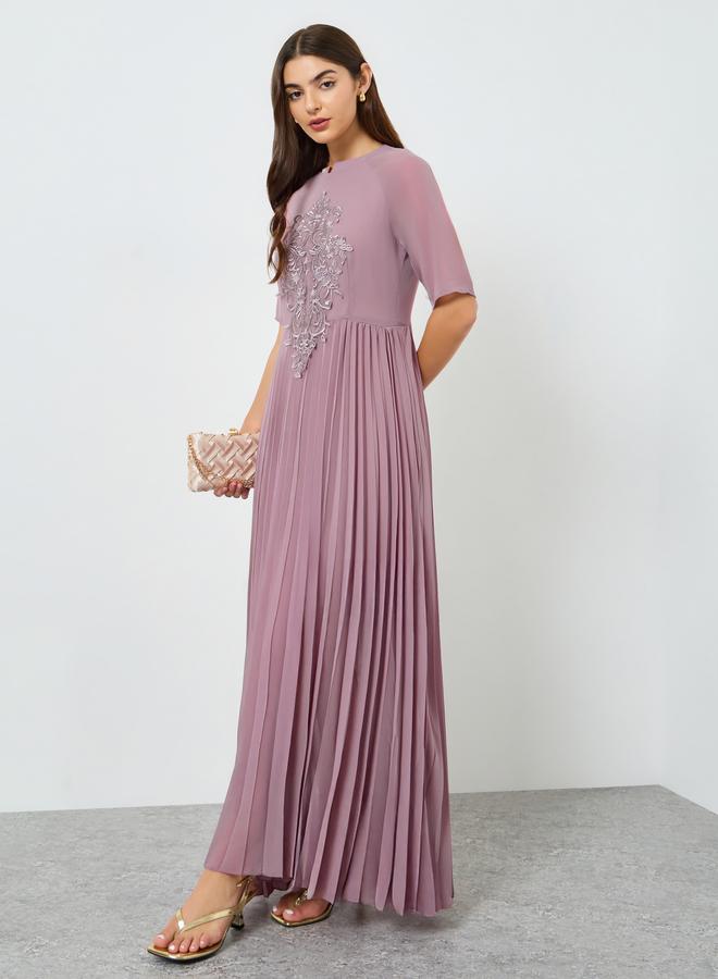 ستايلي فستان طويل بليسيه من الدانتيل المطرز للنساء - Image 5